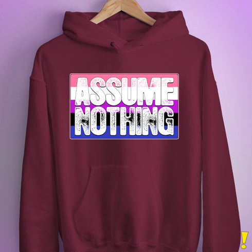 Assume Nothing Genderfluid Pride Flag Hoodie - Maroon